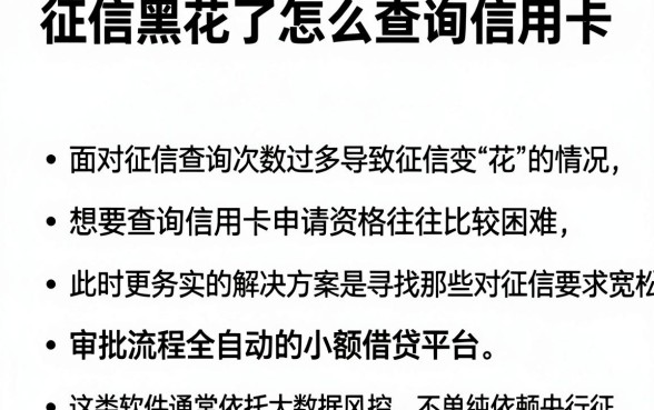 征信黑花了怎么查询信用卡,筛选五个不看征信小额借钱的软件