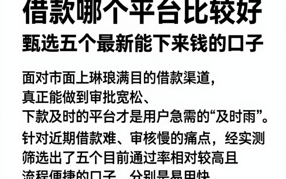 借款哪个平台比较好，甄选五个最新能下来钱的口子