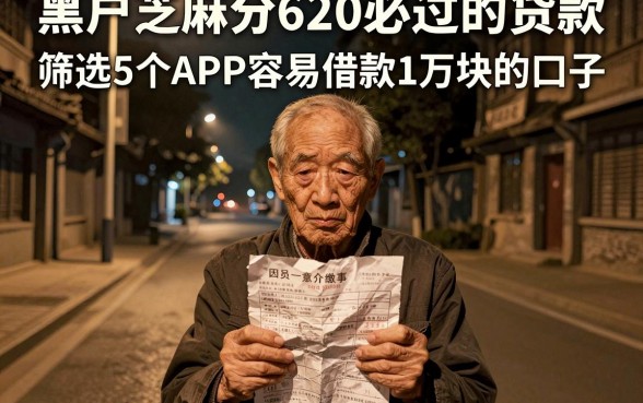 黑户芝麻分620必过的贷款,筛选5个APP容易借款1万块的口子