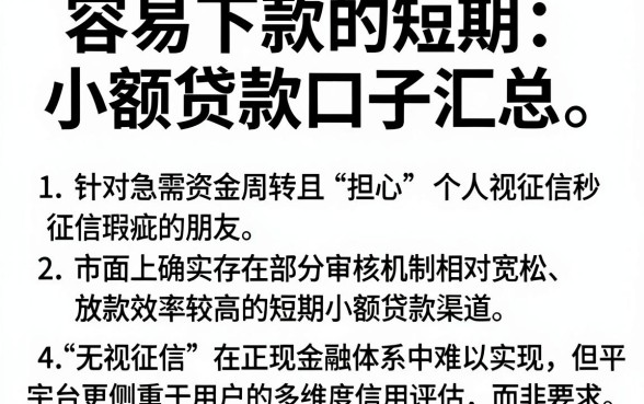 容易下款的短期小额贷款口子汇总，整理五个无视征信秒下款的口子