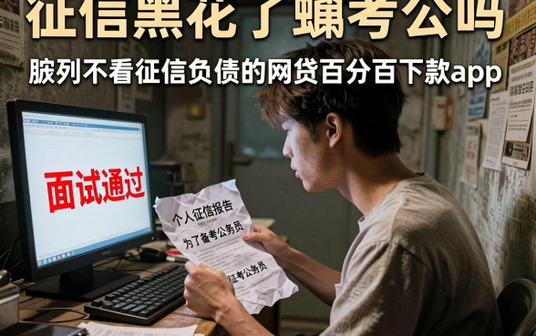 征信黑花了螚考公吗，胪列五个不看征信负债的网贷百分百下款app