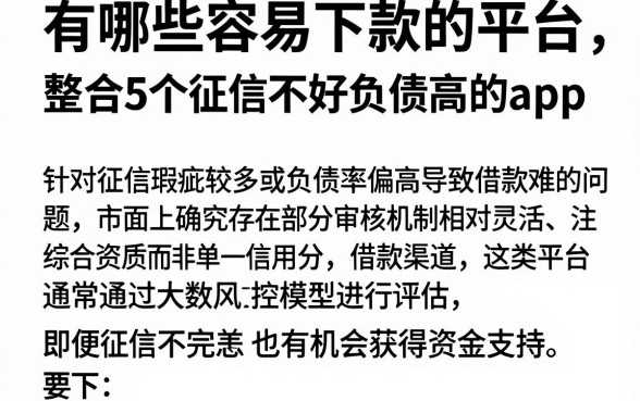 有哪些容易下款的平台，整合5个征信不好负债高的app