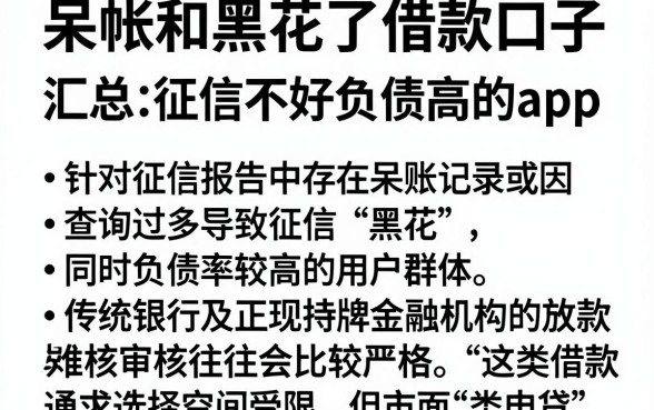 呆帐和黑花了借款口子，汇总五个征信不好负债高的app