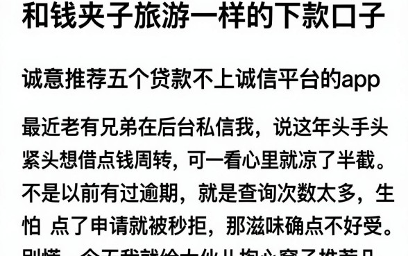 和钱夹子旅游一样的下款口子,诚意推荐五个贷款不上诚信平台的app
