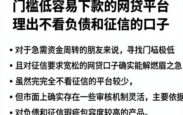 门槛低容易下款的网贷平台，理出五个不看负债和征信的口子