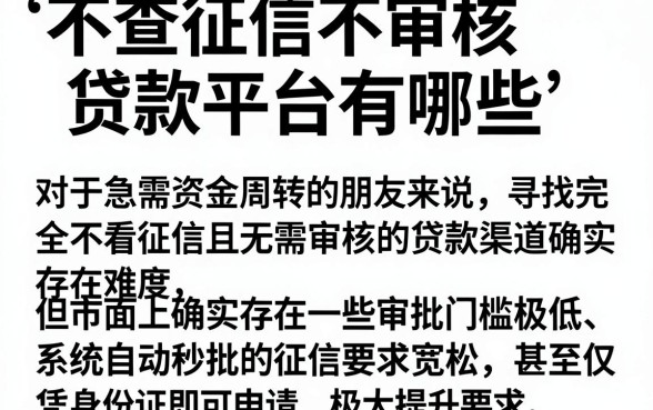 不查征信不审核贷款平台有哪些,枚举五个借款快的网贷软件