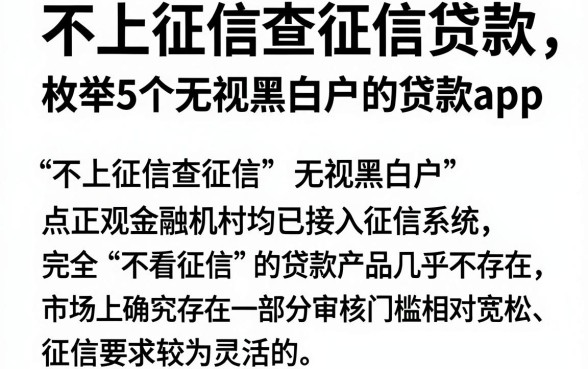 不上征信查征信贷款,枚举5个无视黑白户的贷款app