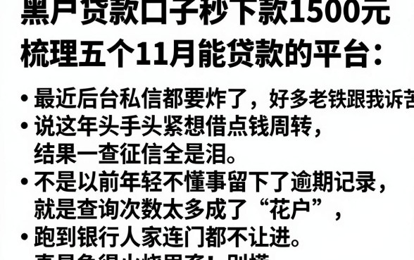 黑户贷款口子秒下款1500元,梳理五个11月能贷款的平台