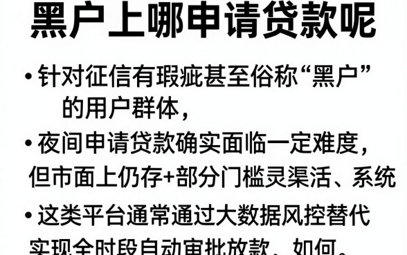 黑户上哪申请贷款呢，筛选五个不审核夜间直接放款的网贷软件
