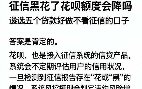 征信黑花了花呗额度会降吗，遴选五个贷款好做不看征信的口子