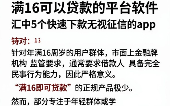 满16可以贷款的平台软件,汇总5个快速下款无视征信的app