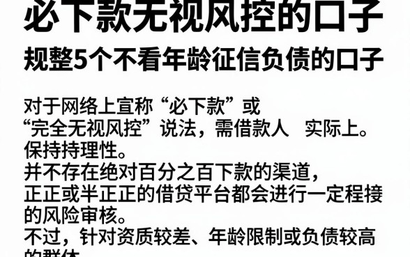 必下款无视风控的口子,规整5个不看年龄征信负债的口子