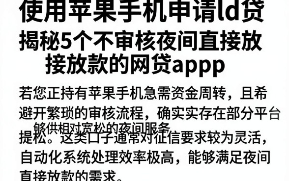 使用苹果手机申请ld贷，揭秘5个不审核夜间直接放款的网贷app
