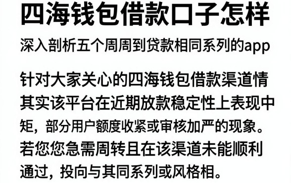 四海钱包借款口子怎样，深入剖析五个周周到贷款相同系列的app