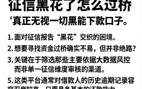 征信黑花了怎么过桥，整合5个真正无视一切黑能下款口子