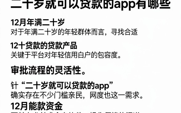二十岁就可以贷款的app有哪些,细致阐述五个12月能贷款的软件