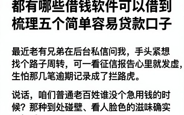 都有哪些借钱软件可以借到，梳理五个简单容易贷款口子