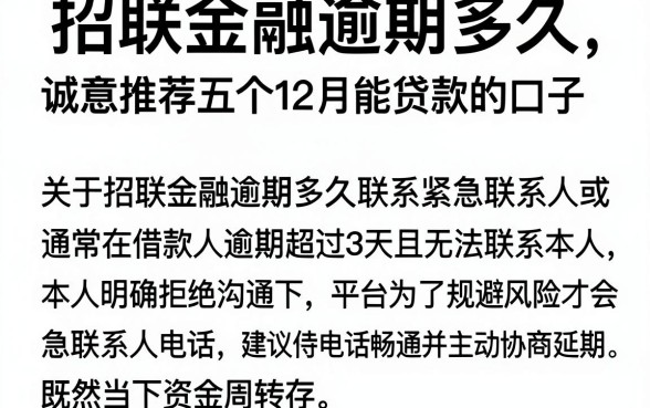 招联金融逾期多久打紧急联系人，诚意推荐五个12月能贷款的口子