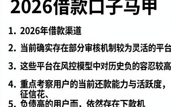 2026借款口子马甲,罗列5个不看欠款的贷款口子