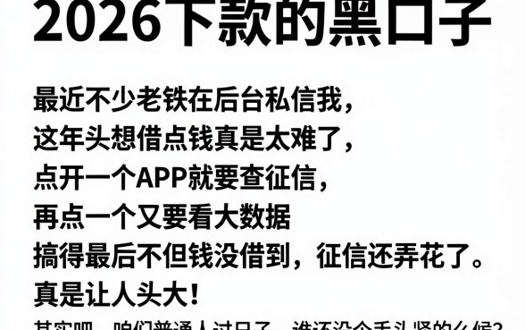 2026下款的黑口子,理出五个不看年龄征信负债的软件