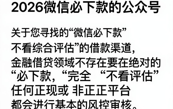 2026微信必下款的公众号,遴选5个借钱平台不看综合评估的软件