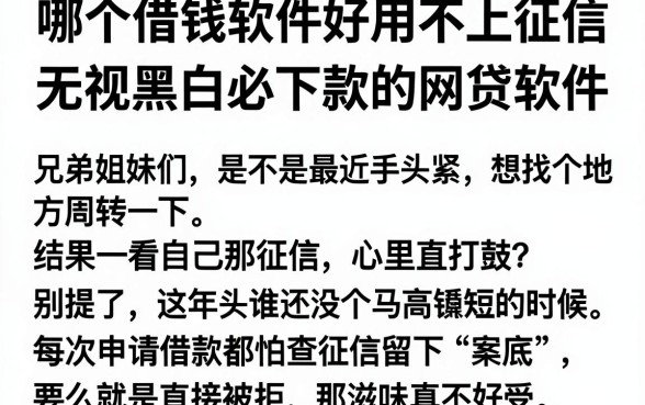哪个借钱软件好用不上征信，梳理五个无视黑白必下款的网贷软件