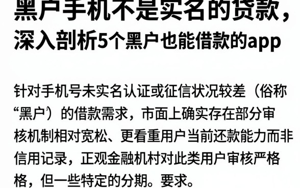 黑户手机不是实名的贷款，深入剖析5个黑户也能借款的app