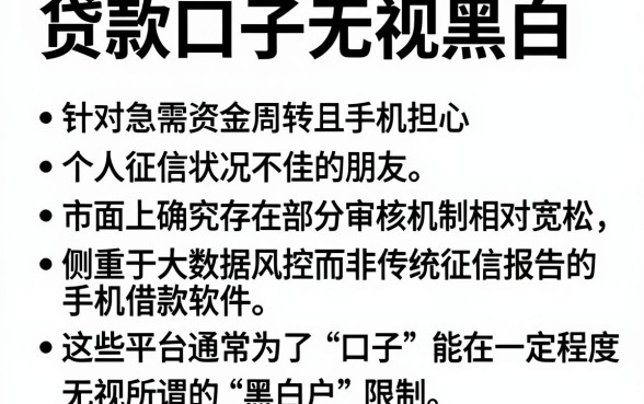 贷款口子无视黑白，条列五个手机可以临时借钱的软件