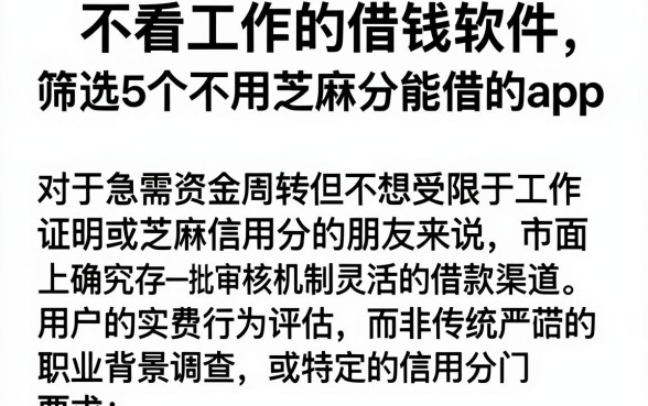 不看工作的借钱软件，筛选5个不用芝麻分能借的app