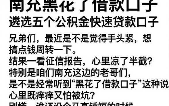 南充黑花了借款口子，遴选五个公积金快速贷款口子