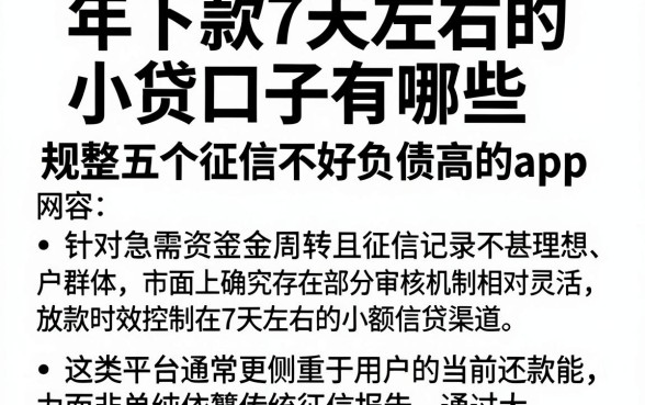 年下款7天左右的小贷口子有哪些,规整五个征信不好负债高的app