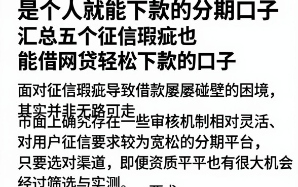 是个人就能下款的分期口子,汇总五个征信瑕疵也能借网贷轻松下款的口子
