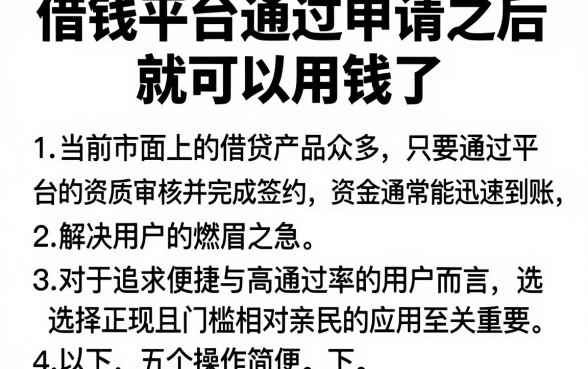 借钱平台通过申请之后就可以用钱了,胪列五个简单容易贷款app