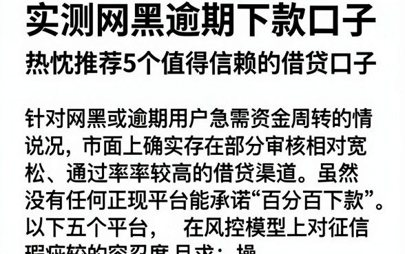 实测网黑逾期下款口子,热忱推荐5个值得信赖的借贷口子