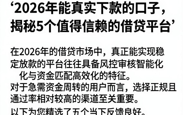 2026年能真实下款的口子，揭秘5个值得信赖的借贷平台