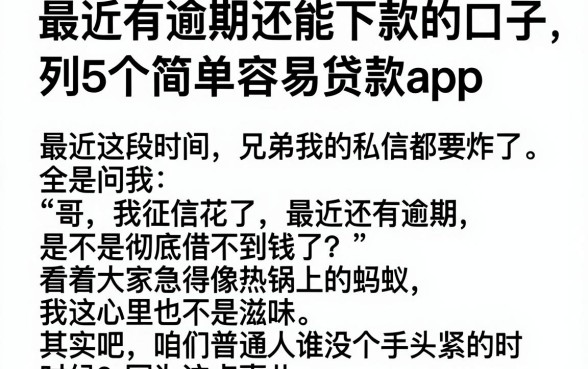 最近有逾期还能下款的口子，胪列5个简单容易贷款app