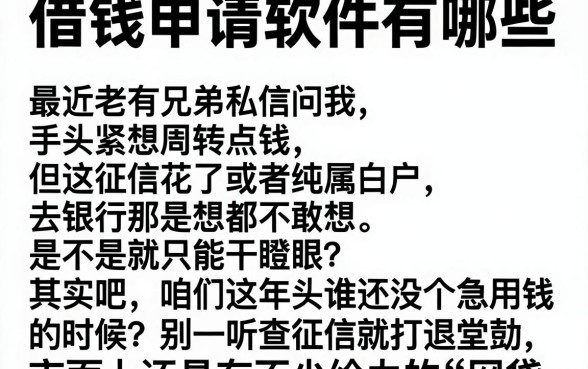 借钱申请软件有哪些，整合五个无视黑白100%秒下网贷口子