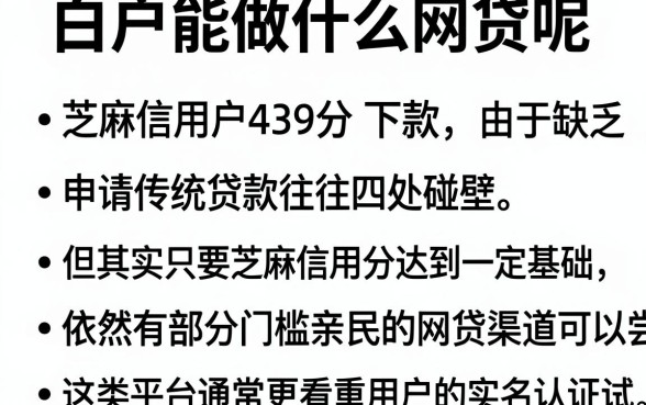 白户能做什么网贷呢，理出五个芝麻信用439分下款的软件