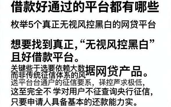 借款好通过的平台都有哪些，枚举5个真正无视风控黑白的网贷平台