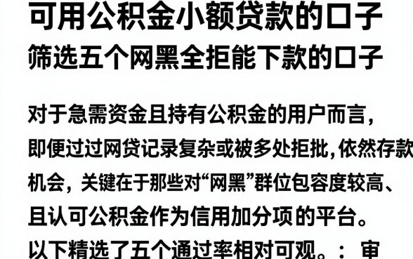 可用公积金小额贷款的口子,筛选五个网黑全拒能下款的口子