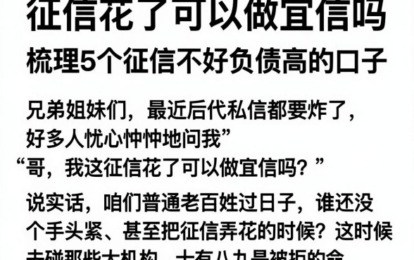 征信花了可以做宜信吗，梳理5个征信不好负债高的口子