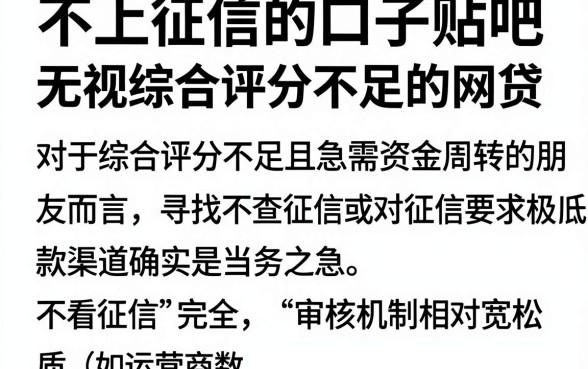 不上征信的口子贴吧,归集五个无视综合评分不足的网贷
