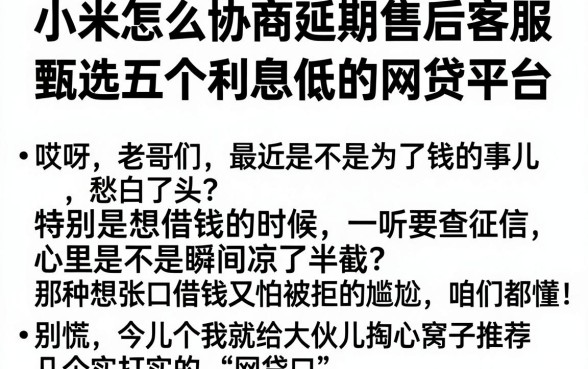 小米怎么协商延期售后客服,甄选五个利息低的网贷平台