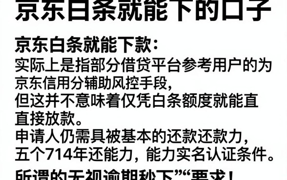 京东白条就能下的口子,详尽说明五个714无视逾期秒下的app