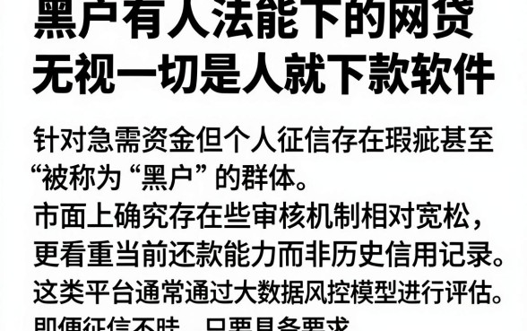 黑户有人法能下的网贷，理出五个无视一切是人就下款软件