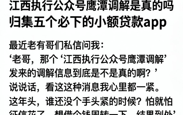 江西执行公众号鹰潭调解是真的吗,归集五个必下的小额贷款app