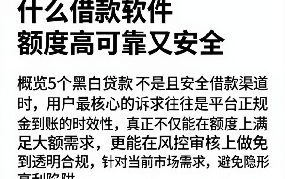 什么借款软件额度高可靠又安全，概览5个黑白贷款不是高炮的平台