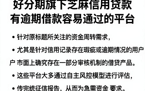 好分期旗下芝麻信用贷款,汇总五个有逾期借款容易通过的平台