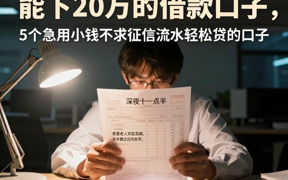 能下20万的借款口子,细致阐述5个急用小钱不求征信流水轻松贷的口子