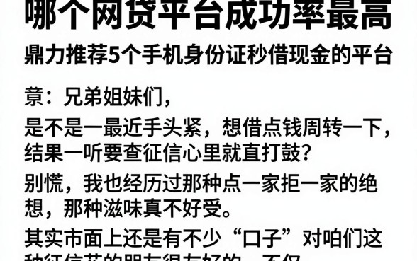 哪个网贷平台成功率最高,鼎力推荐5个手机身份证秒借现金的平台